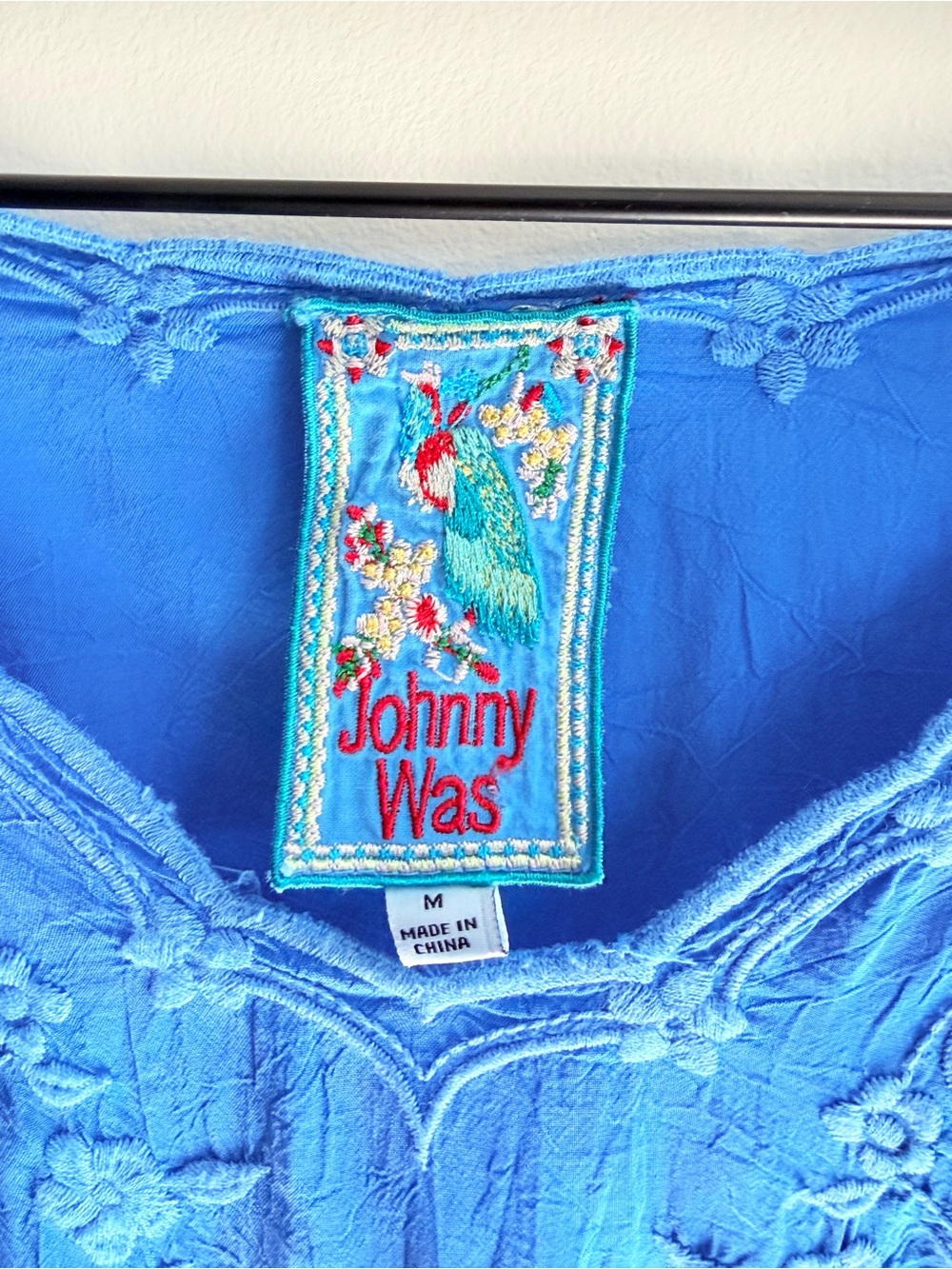 Johnny Was Royal Blue Embroidered V-Neck Tunic - Picture 2 of 5